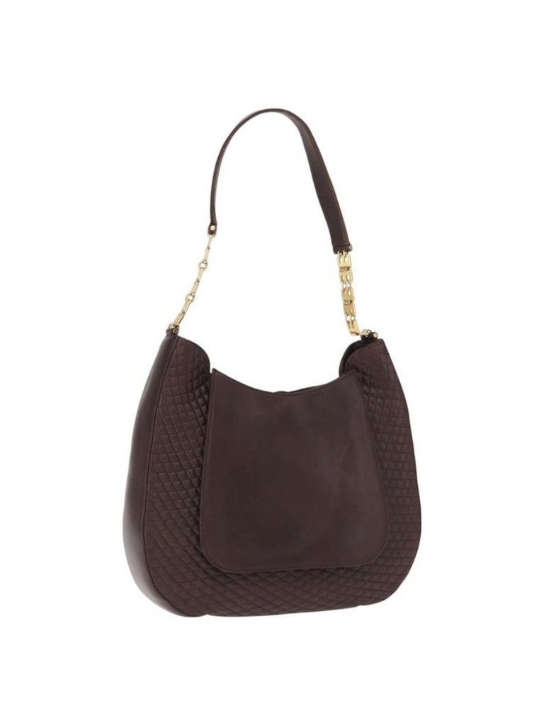 Authentic Bally Shoulder Bag Leather Brown Gold